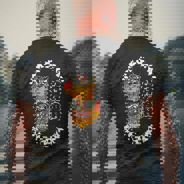 沖縄ジャパン シーサーガーディアンライオンズ 日本漢字お土産 メンズTシャツ バックプリント 高齢者への贈り物