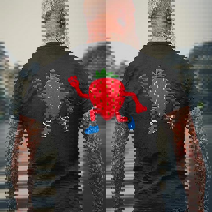 皮肉なイチゴランニングマラソン趣味のランナー メンズTシャツ バックプリント 高齢者への贈り物