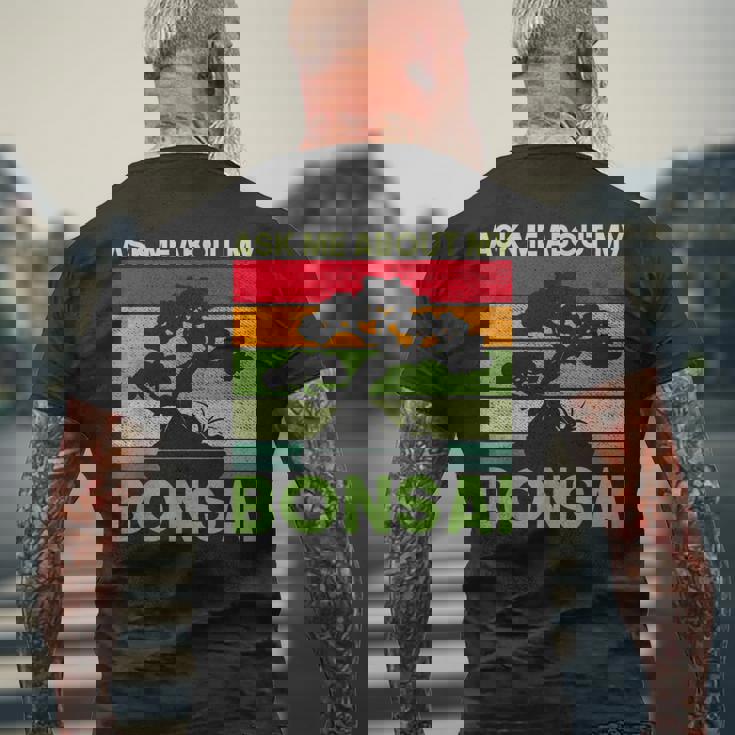 盆栽の木 私の盆栽について質問してください 面白い盆栽 メンズTシャツ バックプリント 高齢者への贈り物