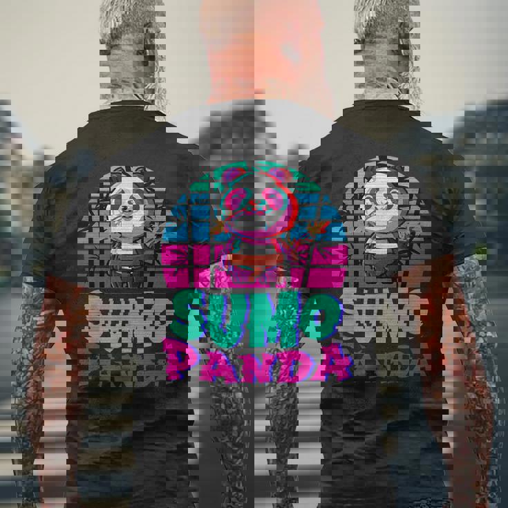 相撲パンダ力士ベーパーウェーブ和風美学 メンズTシャツ バックプリント 高齢者への贈り物