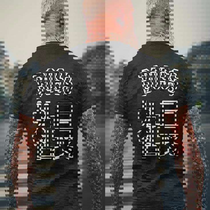 社長 Boss ボス（チームユニフォーム風）【変なデザイン屋さん】文字 面白い ネタ メンズTシャツ バックプリント 高齢者への贈り物