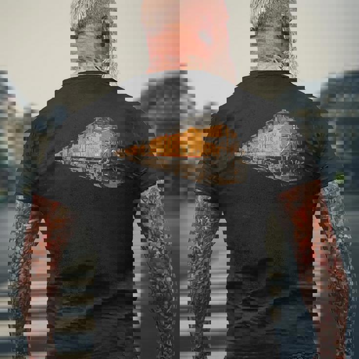 貨物列車 メンズTシャツ バックプリント 高齢者への贈り物