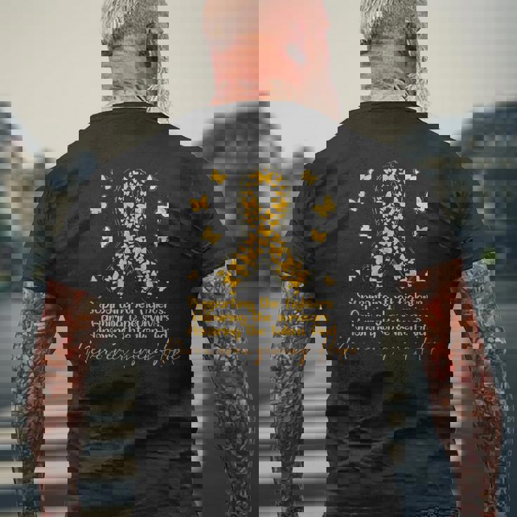 闘士と生存者の小児がん啓発をサポート メンズTシャツ バックプリント 高齢者への贈り物