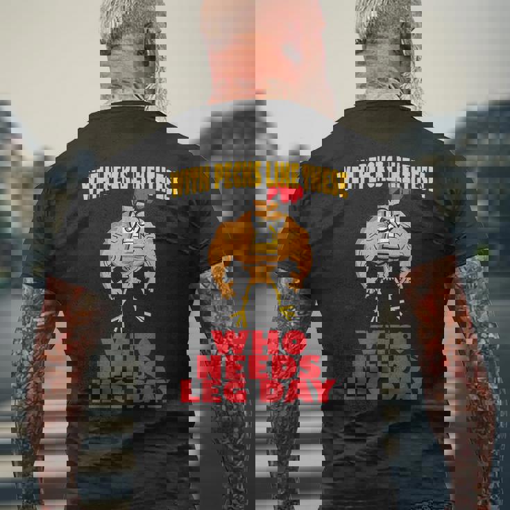 面白いジムフィットネスワークアウトtシャツ チキンレッグ メンズTシャツ バックプリント 高齢者への贈り物