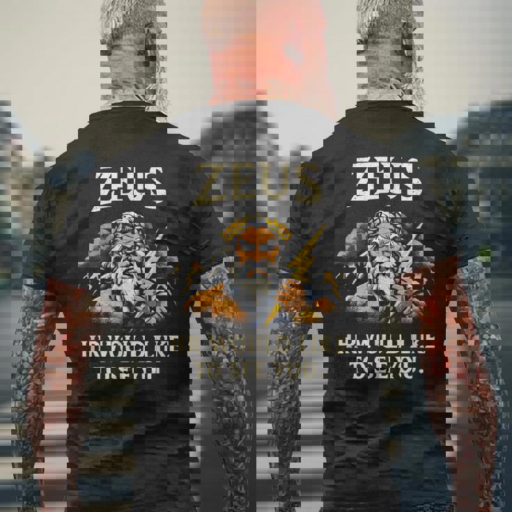 面白いゼウス・ミーム-古代ギリシャの神-ギリシャ神話 メンズTシャツ バックプリント 高齢者への贈り物