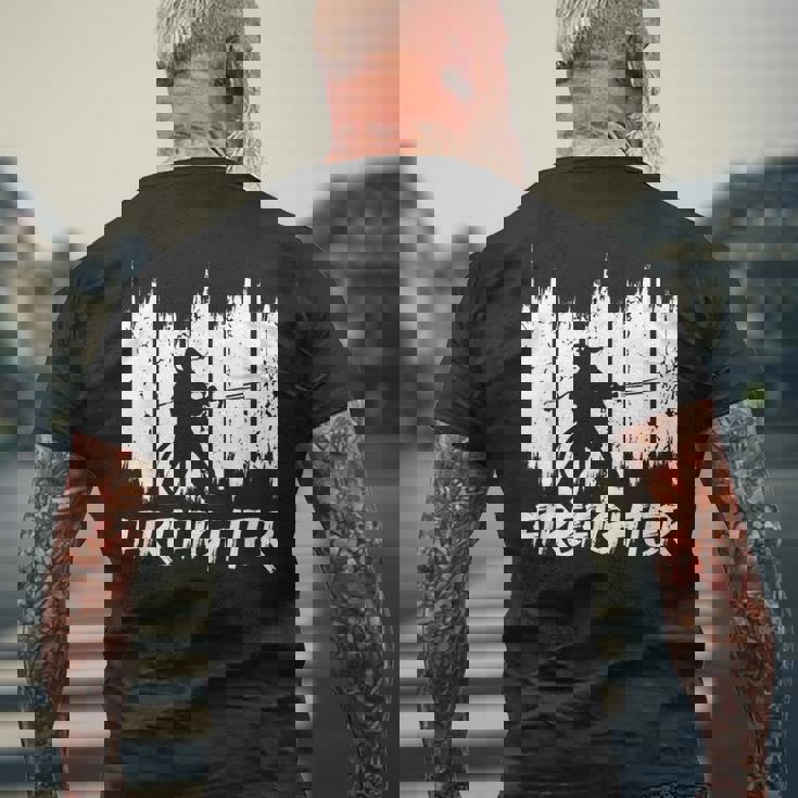 面白い消防士消防チーム消防団 メンズTシャツ バックプリント 高齢者への贈り物