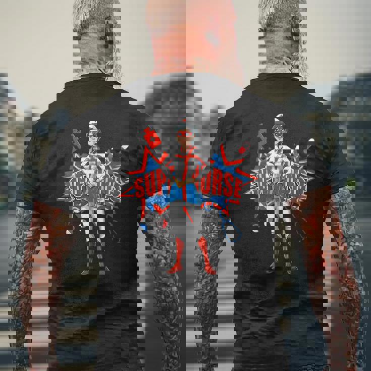 面白い看護師スーパーヒーロー面白い看護 メンズTシャツ バックプリント 高齢者への贈り物