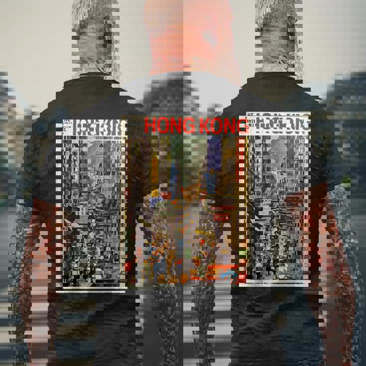 香港のお土産ポスター香港 メンズTシャツ バックプリント 高齢者への贈り物