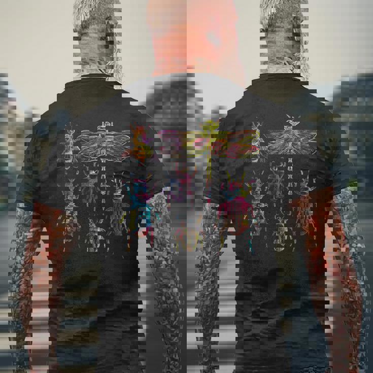 鮮やかなカラフルな昆虫 – 虫好き昆虫学者グラフィック メンズTシャツ バックプリント 高齢者への贈り物