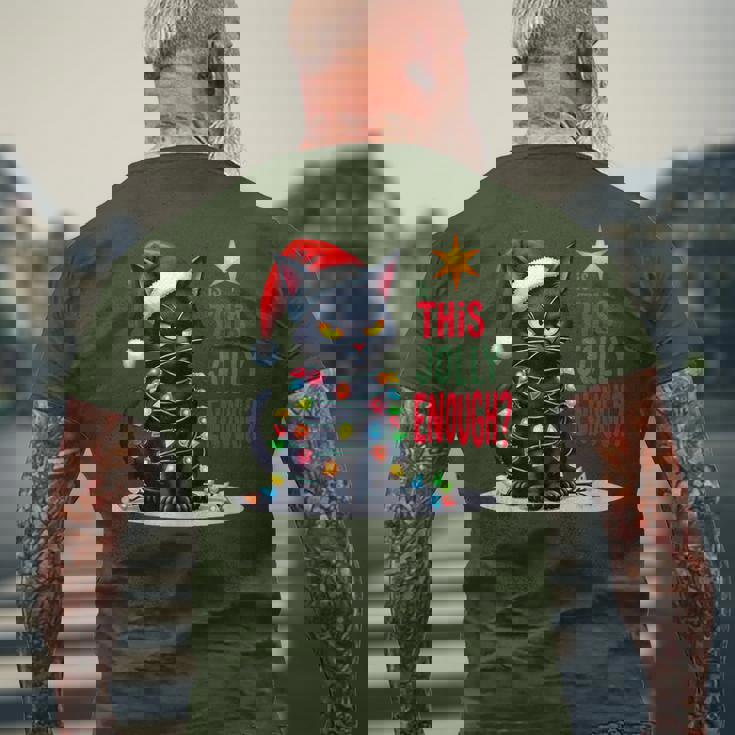 Is This Jolly Enough Christmas Black Cat Men Men's T-shirt Back Print Gifts for Old Men