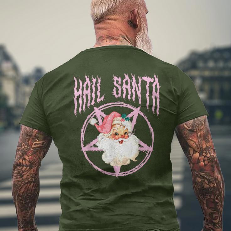 Hail Santa Retro Cute Santa Claus Pink Goth Christmas Men's T-shirt Back Print Gifts for Old Men Hail Santa Retro Cute Santa Claus Pink Goth Christmas Men's T-shirt Back Print Gifts for Old Men