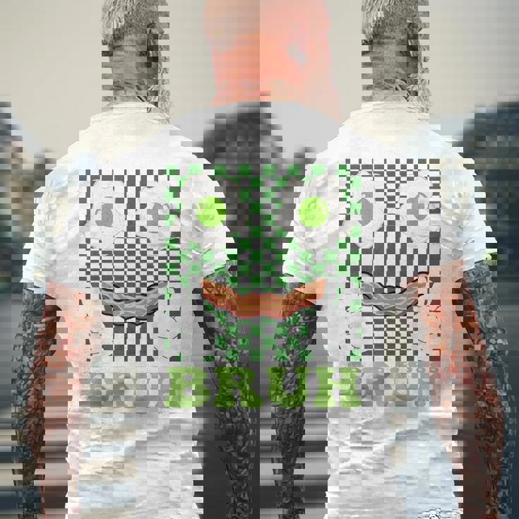 Bruh Green Face Eggs And Bacon Ham 朝食 聖パトリックズ メンズTシャツ バックプリント 高齢者への贈り物