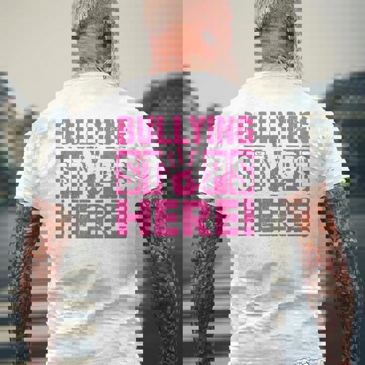 Bullyingtop Here ピンクシャツデー メンズTシャツ バックプリント 高齢者への贈り物