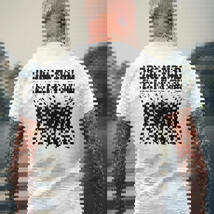 Disco Music It's In Myoul ヴィンテージ 70年代 ダンシング レトロダンス メンズTシャツ バックプリント 高齢者への贈り物