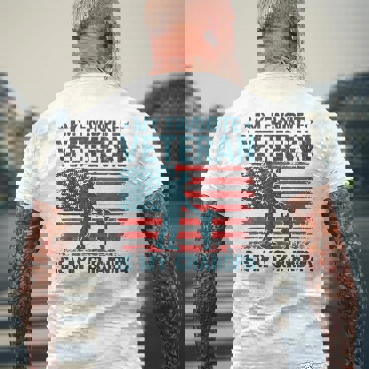 My Favorite Veteran Is My Grandpa Veterans Day Military Papa Men's T-shirt Back Print Gifts for Old Men