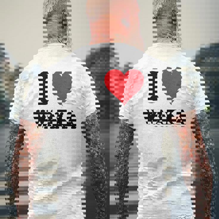 I Heart Waka ファーストネーム I Love パーソナライズ メンズTシャツ バックプリント 高齢者への贈り物