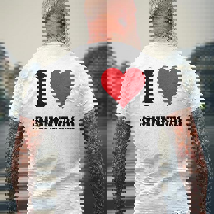 I Heart 石巻ジャパンラブ 日本のお土産品 メンズTシャツ バックプリント 高齢者への贈り物