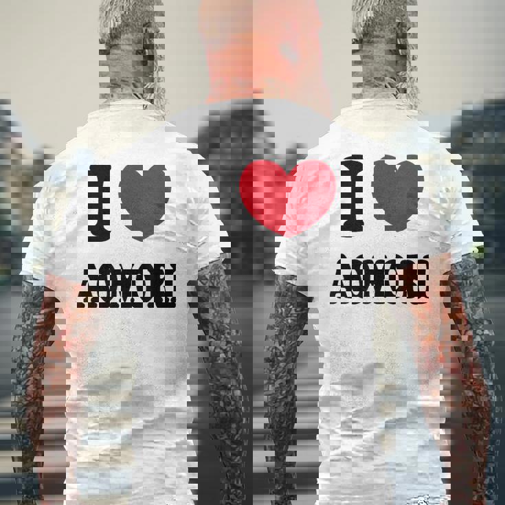 I Love Aomori 青森が大好き メンズTシャツ バックプリント 高齢者への贈り物