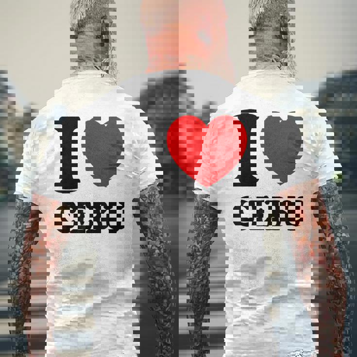 I Love Cebu フィリピン フィリピン人 メンズTシャツ バックプリント 高齢者への贈り物