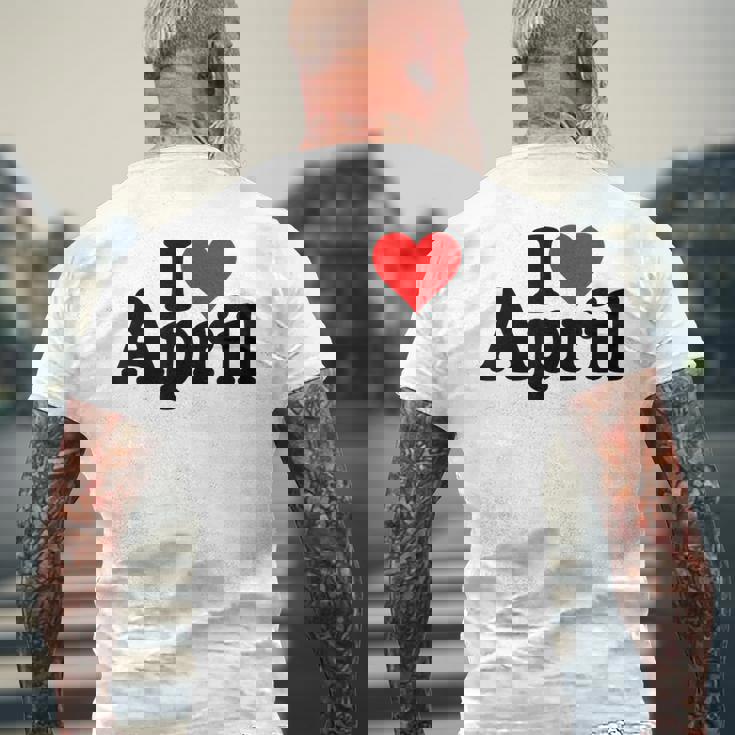 I Love Heart April Nameon A メンズTシャツ バックプリント 高齢者への贈り物
