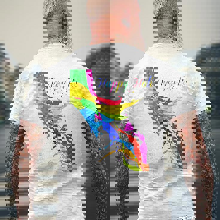 Vibrant And Colorful Holi メンズTシャツ バックプリント 高齢者への贈り物