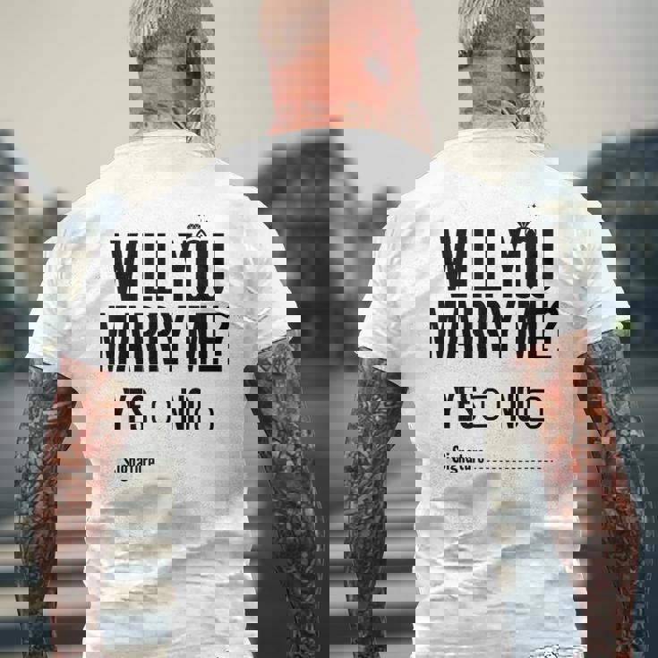 Will You Marry Me Wedding おもしろプロポーズ メンズTシャツ バックプリント 高齢者への贈り物