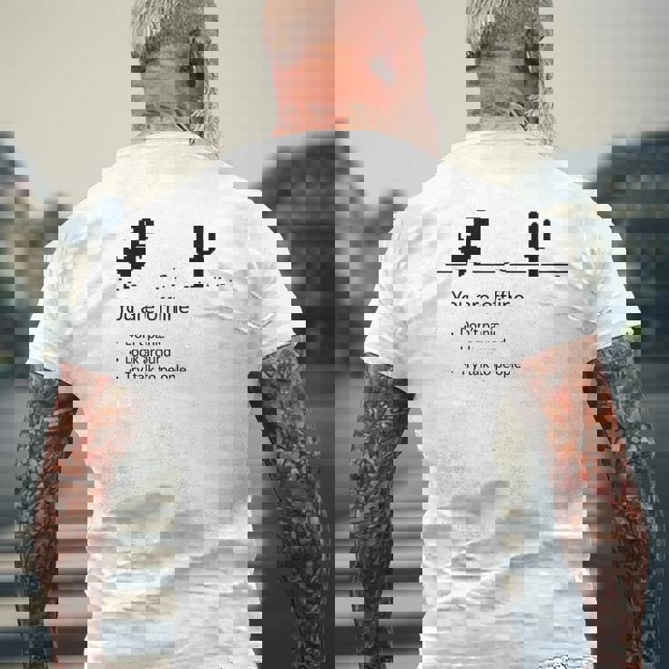 You Are Offline Low Resolution Pixel Dinosaurcreen メンズTシャツ バックプリント 高齢者への贈り物