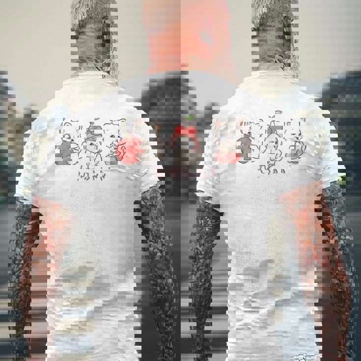 かわいい ねこ さくらんぼ カワイイ 日本風 キャット カートゥーン メンズTシャツ バックプリント 高齢者への贈り物