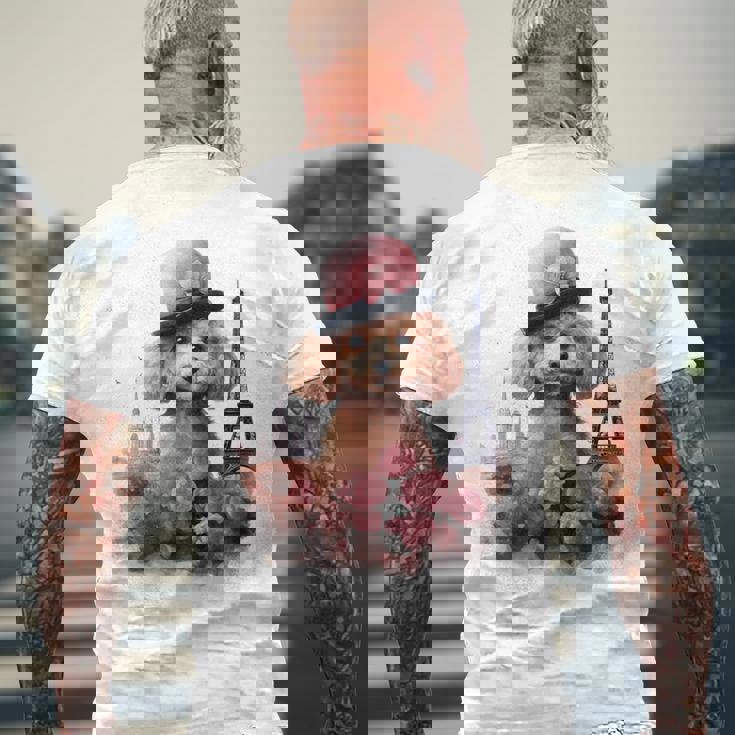 かわいい フランス パリ エッフェル塔 トイプードル パリジャンプードル 長袖tシャツ メンズTシャツ バックプリント 高齢者への贈り物