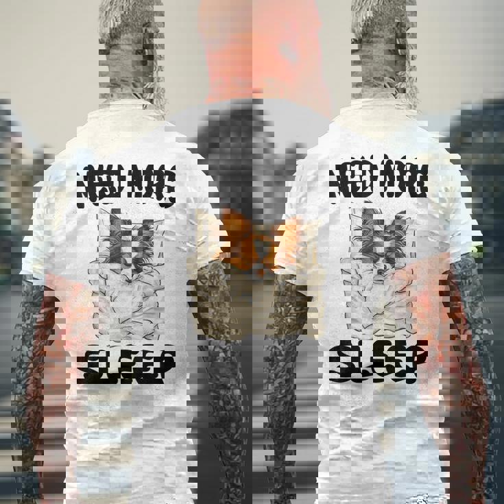 かわいいパピヨンドッグは睡眠パジャマナイトガウンが必要です メンズTシャツ バックプリント 高齢者への贈り物