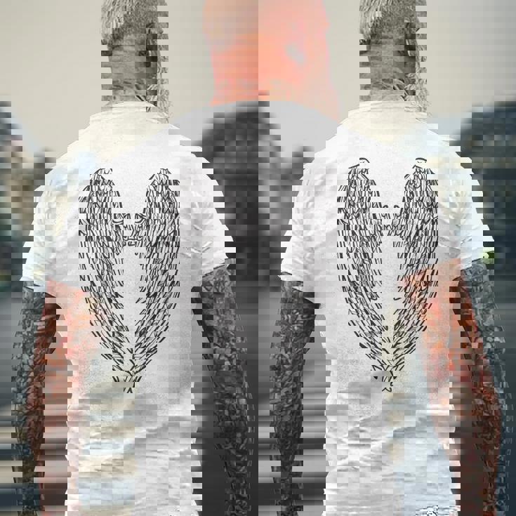 かわいい天使の羽 メンズTシャツ バックプリント 高齢者への贈り物