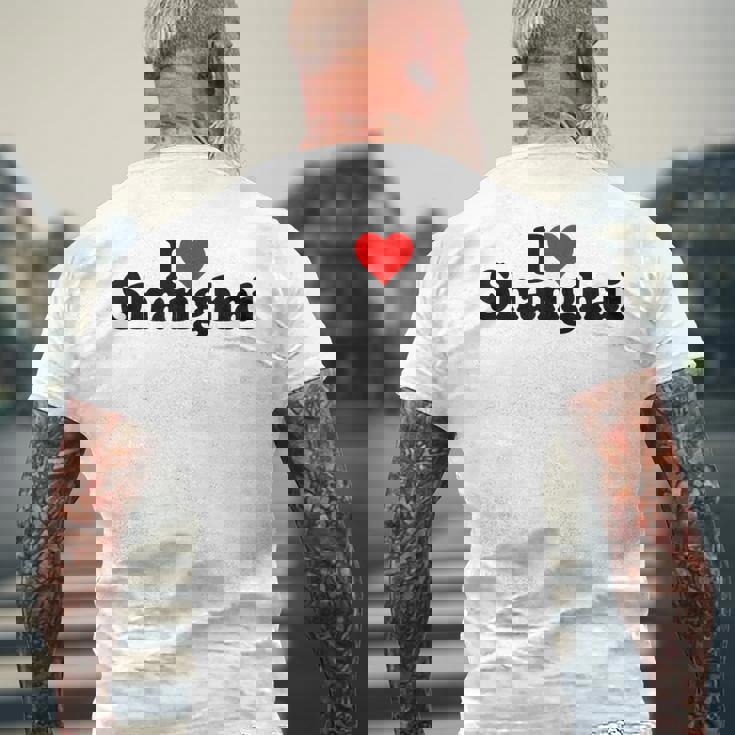 アイラブハート上海チャイナ メンズTシャツ バックプリント 高齢者への贈り物