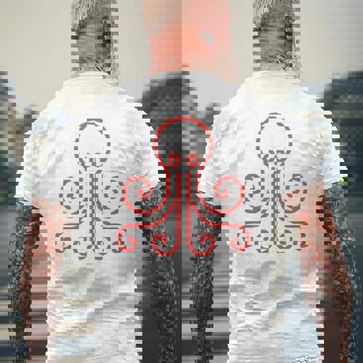 イカ 動物 面白い小さなタコ シンプルなイカ メンズTシャツ バックプリント 高齢者への贈り物