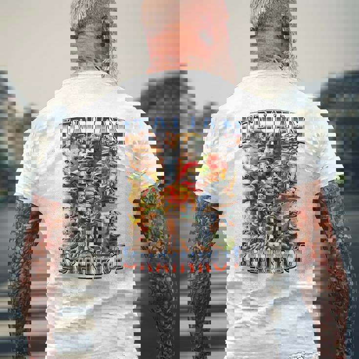 イタリアンブレインロットファニーイタリアンブレインロットミーム メンズTシャツ バックプリント 高齢者への贈り物