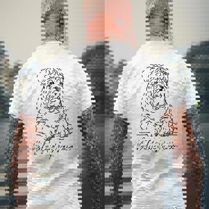 イングリッシュブルドッグ ママ ブルドッグ ママ キュート ラインアート 犬 アーティスティック メンズTシャツ バックプリント 高齢者への贈り物