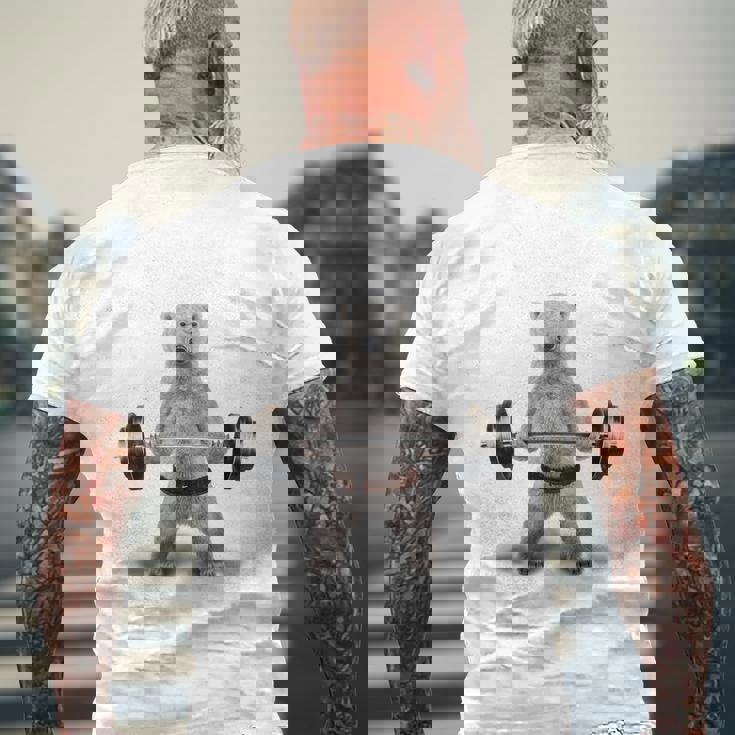ウェイトリフティング 筋トレ バーベル やる気がないなら家に帰れ 白熊 しろくま メンズTシャツ バックプリント 高齢者への贈り物