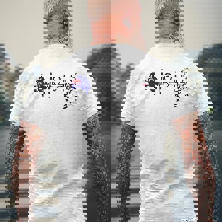 オーストラリア 日本 ハートビート オーストラリア 日本国旗 メンズTシャツ バックプリント 高齢者への贈り物