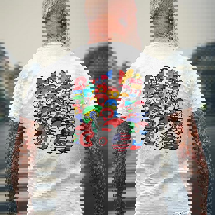 カントリーボールまたはポーランドボールの各国のグループ写真 メンズTシャツ バックプリント 高齢者への贈り物