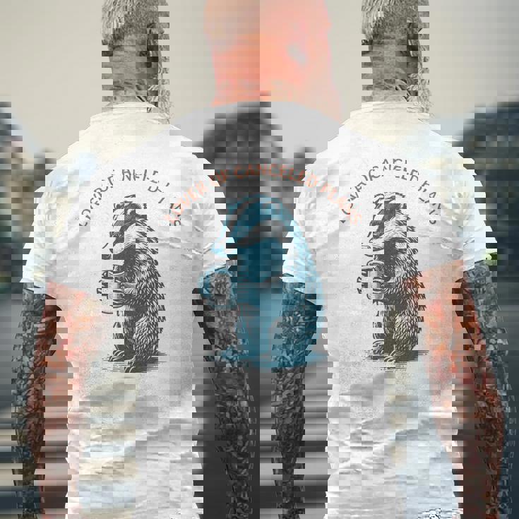 キャンセルされた計画の恋人 コーヒーを飲むアナグマ 長袖tシャツ メンズTシャツ バックプリント 高齢者への贈り物