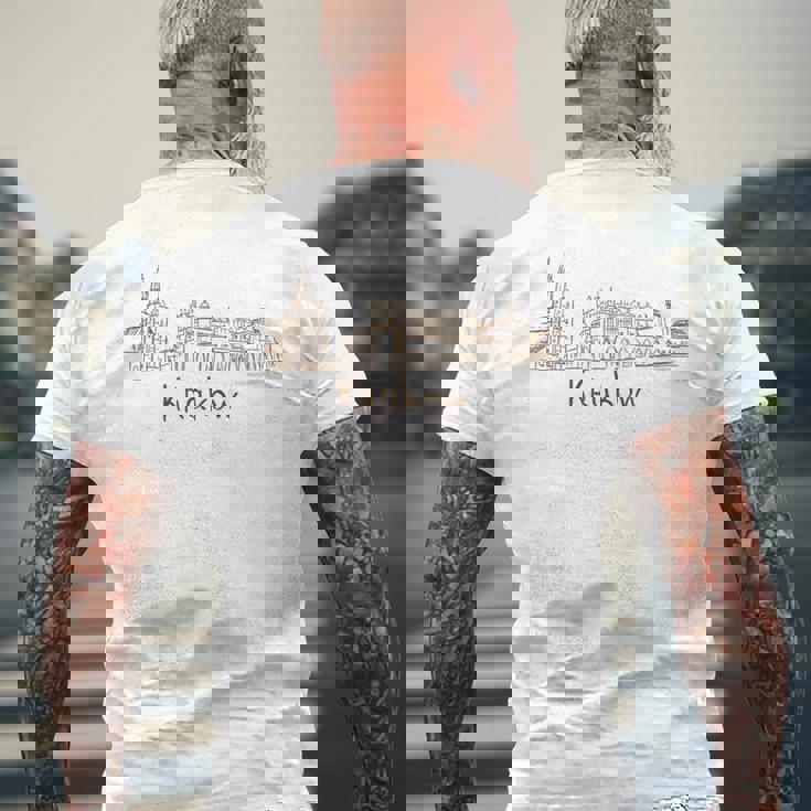 クラクフ ポーランド 旅行 お土産 パノラマ シティ ランドマーク ギフト メンズTシャツ バックプリント 高齢者への贈り物