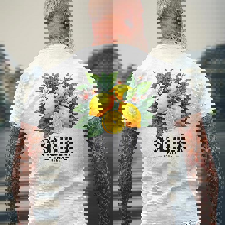 シチリア イタリア シチリア イタリア フレッシュ イタリアン レモン シチリア メンズTシャツ バックプリント 高齢者への贈り物