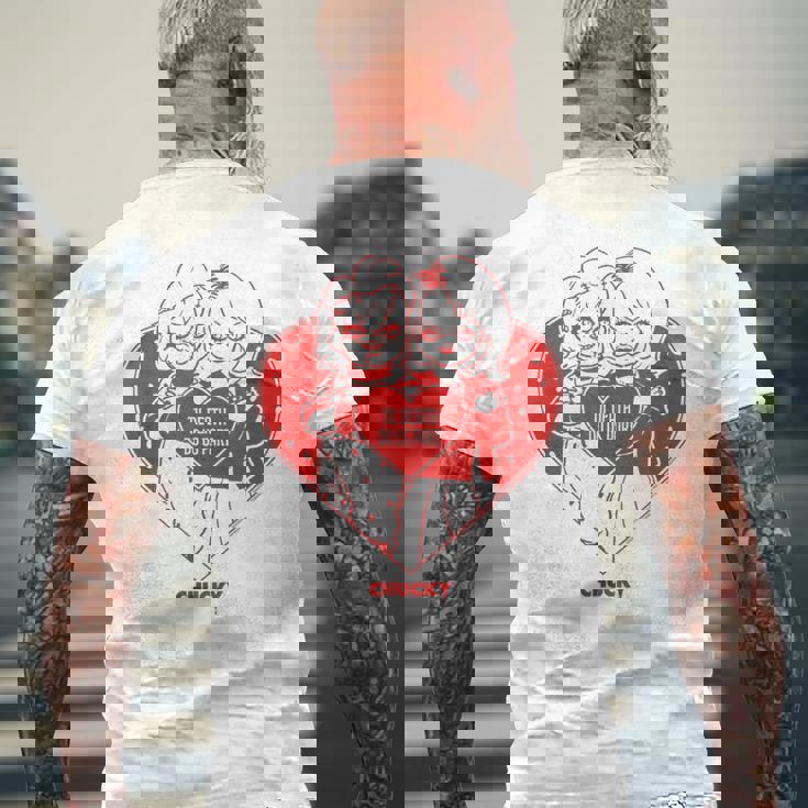 チャッキー＆ティファニーティル・デス・ドゥ・アス・パート・バレンタイン メンズTシャツ バックプリント 高齢者への贈り物