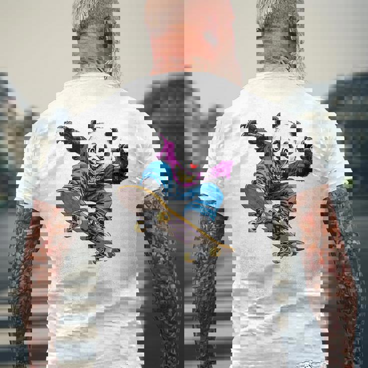 パンダベア スケートボード スケーター パンダベ メンズTシャツ バックプリント 高齢者への贈り物