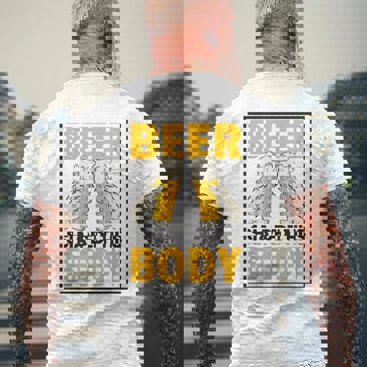 ビールがこの体を作る 面白いビール腹 メンズTシャツ バックプリント 高齢者への贈り物