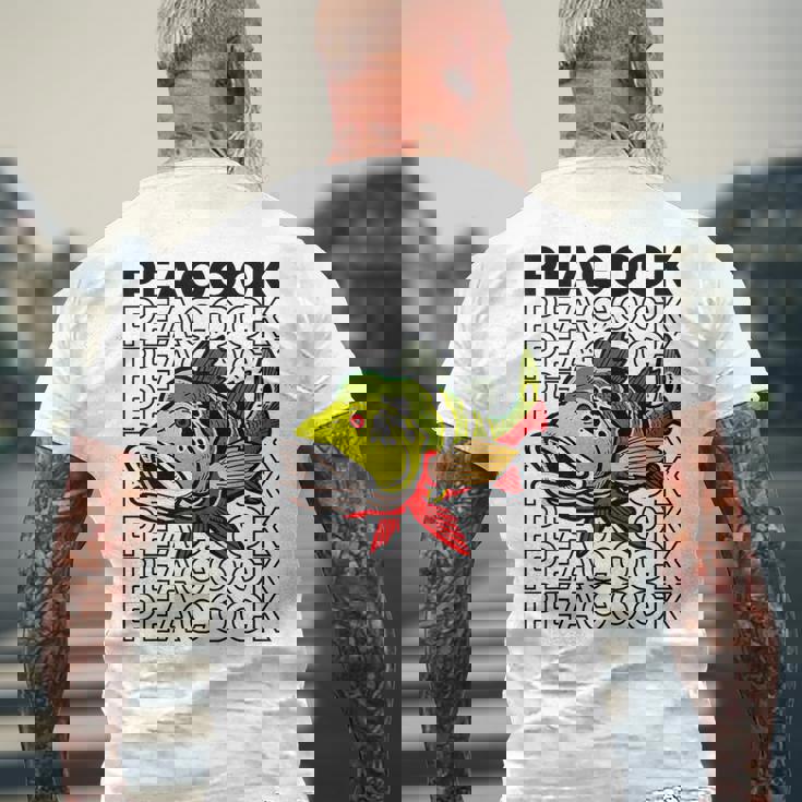 ピーコックバス 80 年代スタイルのモンスターフィッシュキーパー メンズTシャツ バックプリント 高齢者への贈り物