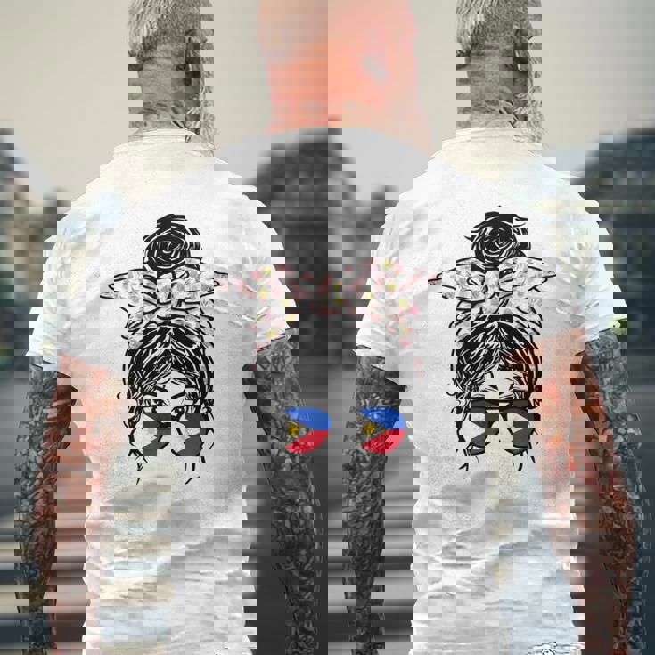 フィリピン 散らかった団子 バンダナ付き フィリピン国旗グラス 長袖tシャツ メンズTシャツ バックプリント 高齢者への贈り物