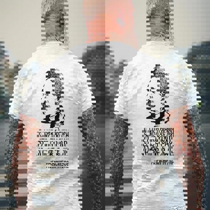 フリードリヒ・ニーチェ哲学 ドイツ哲学 メンズTシャツ バックプリント 高齢者への贈り物