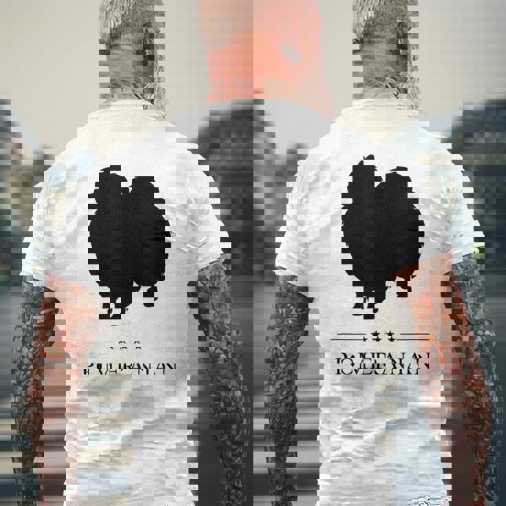 ポメラニアンブラックシルエット メンズTシャツ バックプリント 高齢者への贈り物