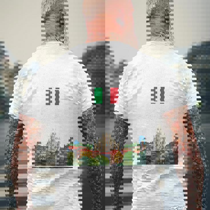 ミラノ お土産 イタリア 旅行 ミラノ バケーション イタリア国旗 メンズTシャツ バックプリント 高齢者への贈り物