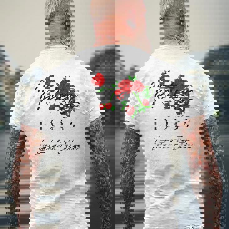 ヴィンテージ 89歳の誕生日 デコレーション ヴィンテージ 1937 89歳 メンズTシャツ バックプリント 高齢者への贈り物